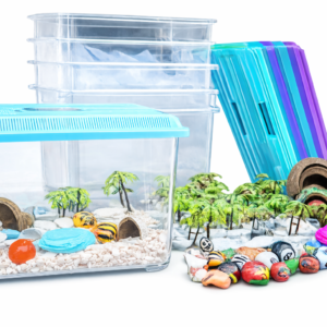 Large basic rectangular terrarium kits with blue vented top for hermit crabs