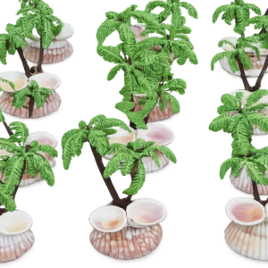 small palm tree on dish seashell base